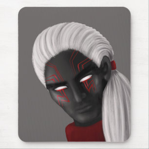 Mousepad Tatuagens E Olhos Brancos Do Assistente Escuro