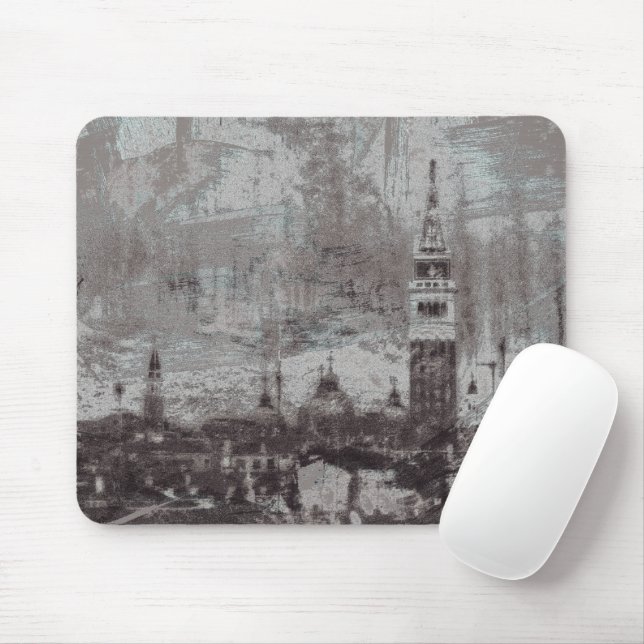 Mousepad Taupe e Cyan Distress Skyline Veneice Itália (Com mouse)