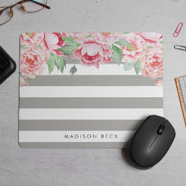 Mousepad Taupe Rosa Antiquado e Greige Stripe