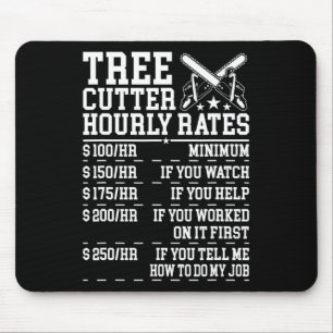 Mousepad Taxa horária do cortador de árvores engraçado lenh