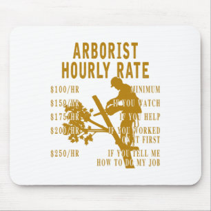 Mousepad Taxa por Hora de Arborista Engraçado Escalador de
