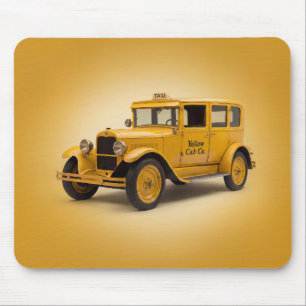 Mousepad Táxi Amarelo dos Anos 1920 em Fundo Amarelo