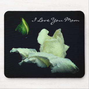 Mousepad Te Amo Mãe White Rosebud Flor