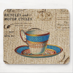 Mousepad Teacup azul da festa do chá rural russo inglês