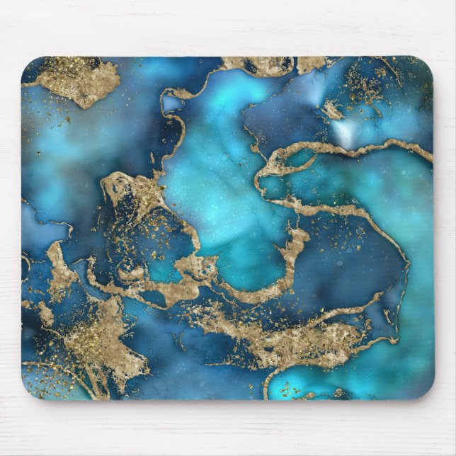 Mousepad Teal Azul Dreamy e Dourado (Frente)