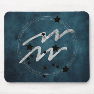 Mousepad Teal de constelação de prata e preto de Aquarius