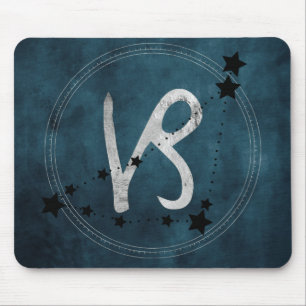 Mousepad Teal de constelação de zodíaco preto-prateado