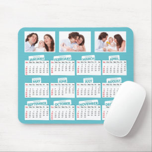 Mousepad Teal de Fotografia Personalizada do Calendário 20