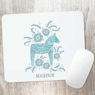 Mousepad Teal de Nome Personalizado Dala Horse Sueco