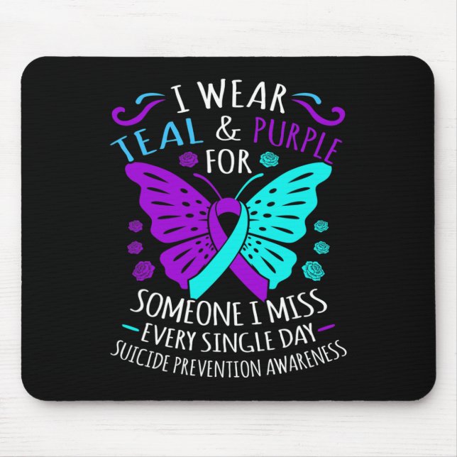 Mousepad Teal E Roxo Feliz Suicídio Apoio À Consciência Gr (Frente)