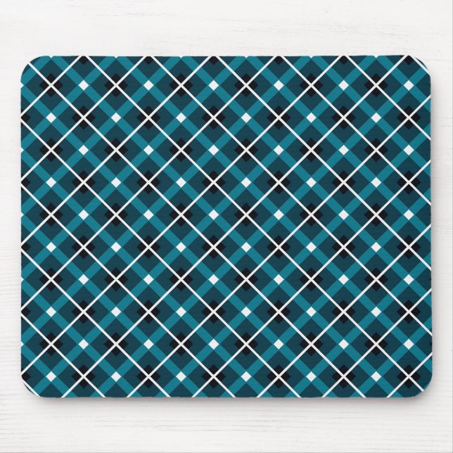 Mousepad Teal & Navy Geometric Grid Pattern (Frente)