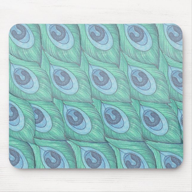 Mousepad Teal Peacock Feather Design (Frente)