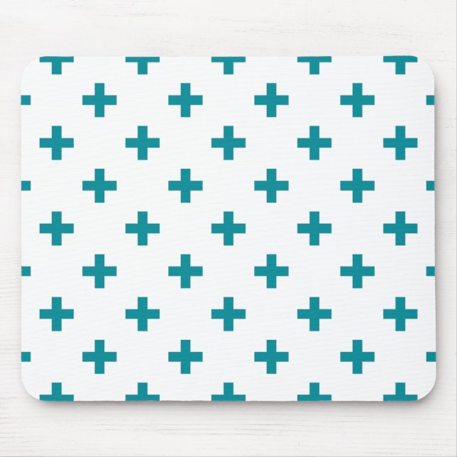 Mousepad Teal polka cruza em branco (Frente)