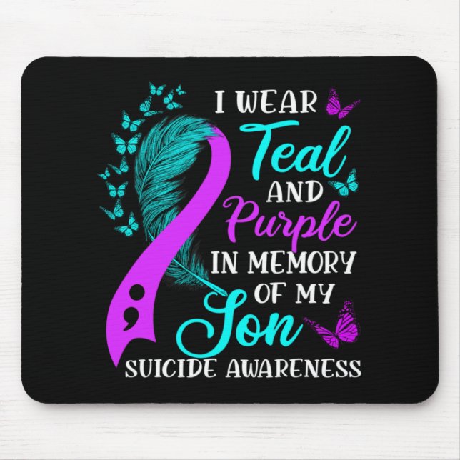 Mousepad Teal Purple In Memory Of My Son Suicide Awareness  (Frente)