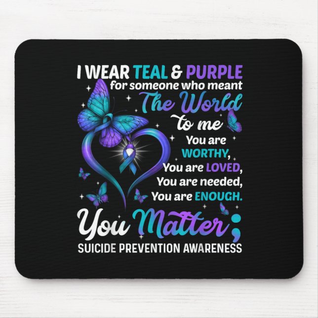 Mousepad Teal Purple You Suicide Prevention Awareness Month (Frente)