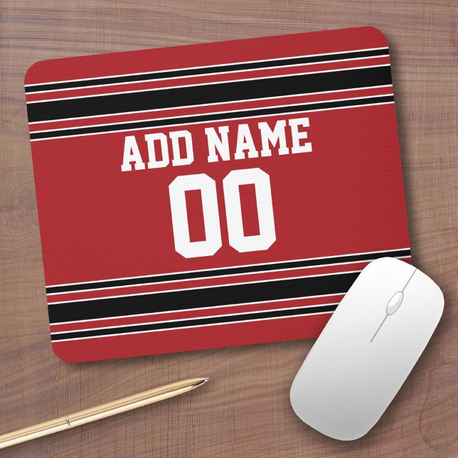 Mousepad Team Jersey com nome e número personalizados (Personalized Mousepad - Sports Jersey Theme with custom name)