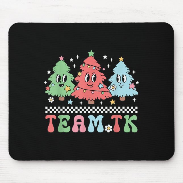 Mousepad Team Tk Teacher Christmas Sweater Retro Xmas Tree  (Frente)