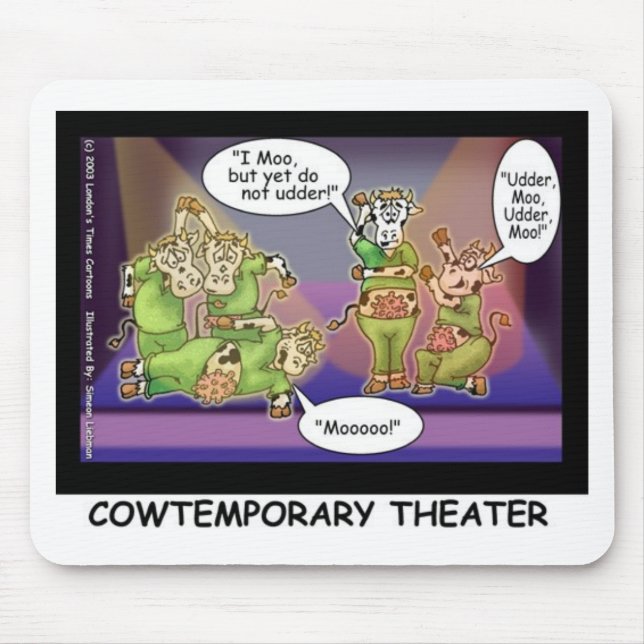 Mousepad Teatro Temporário de Vacas Engraçadas Presentes e  (Frente)
