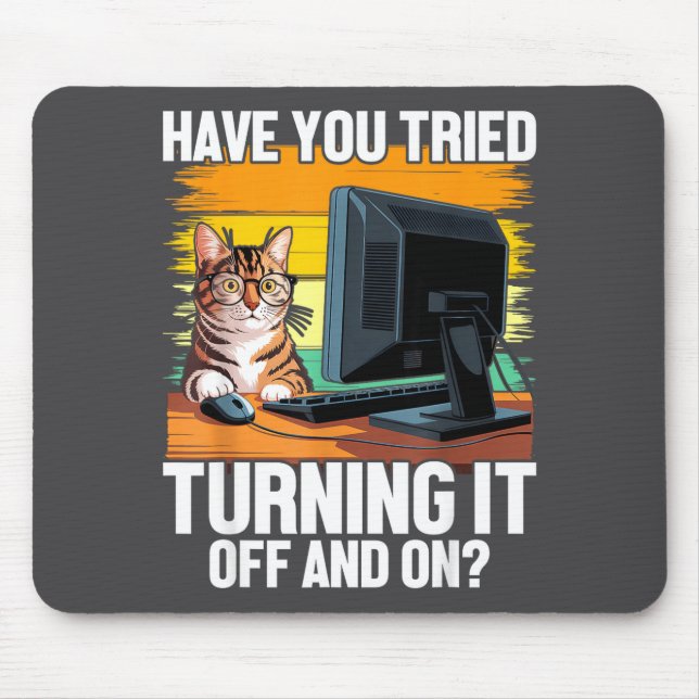 Mousepad Tech Suprt Humor I Cat Engineer Computer It Guy  (Frente)