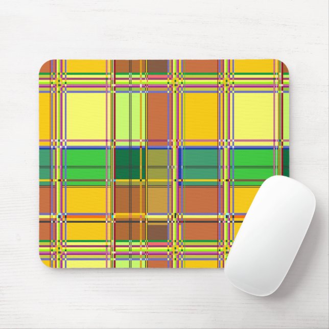 Mousepad Tecido Colorido Caribenho Madras Xadrez (Com mouse)