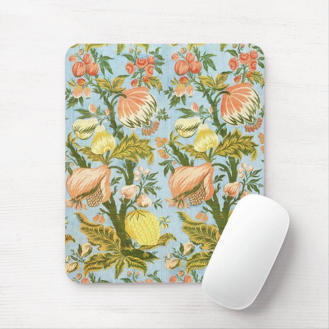 Mousepad Tecido de Damasco Clássico de Frutas Florais Barro (Com mouse)