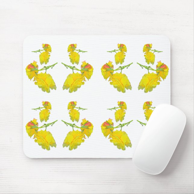 Mousepad Tecido de Rosa Amarelo. (Com mouse)