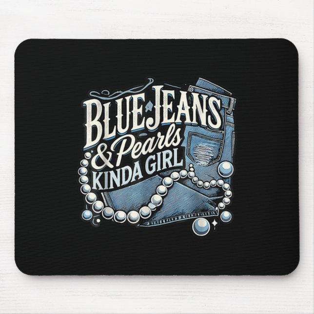 Mousepad Tecido Denim Jeans Azuis Pérolas Jeans Esfoladas (Frente)