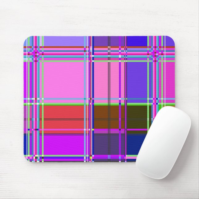 Mousepad Tecido Xadrez Rosa Padrão de Tecido Madras (Com mouse)