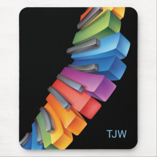 Mousepad Teclado arco-íris colorido com monograma