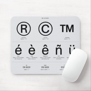 Mousepad Teclado de mouse com atalhos de caractere MAC