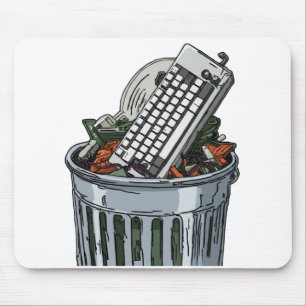 Mousepad Teclado na lixeira