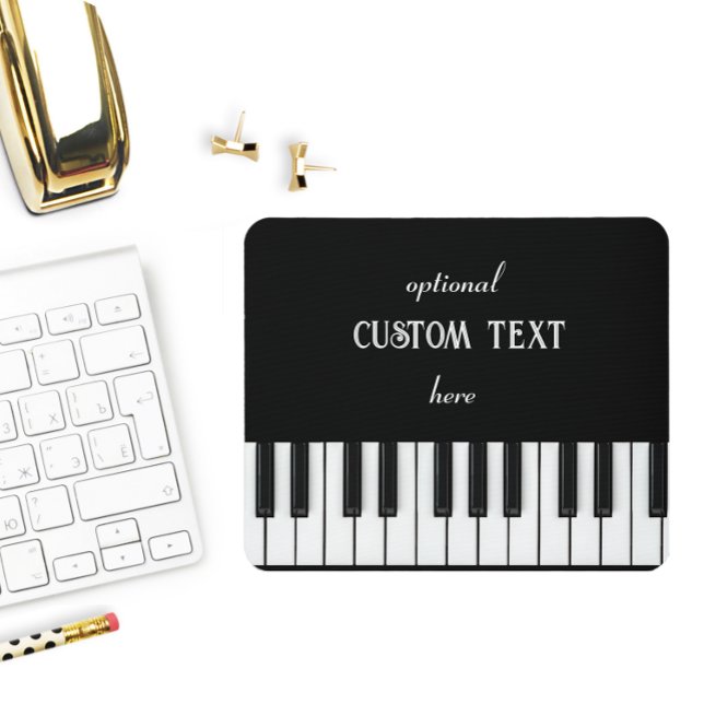 Mousepad Teclado Piano e texto personalizável preto e branc (Piano keyboard mouse mat with text you can customize)