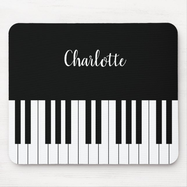 Mousepad Teclado Piano preto e branco simples (Frente)