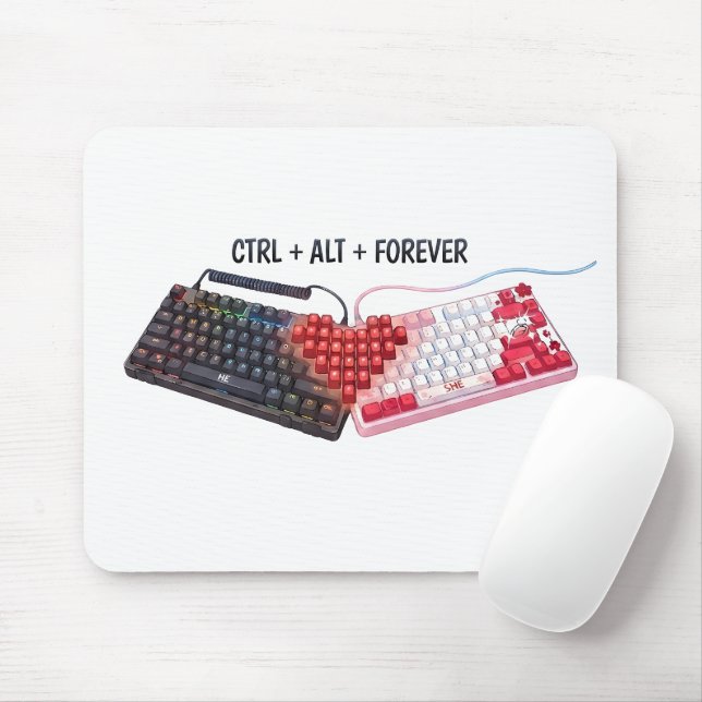 Mousepad Teclados de Casal Ctrl Alt Forever Design (Com mouse)