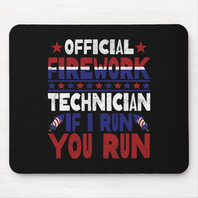 Mousepad Técnico De Bombeiros Em 4 De Julho Funny Usa Pyro- (Frente)