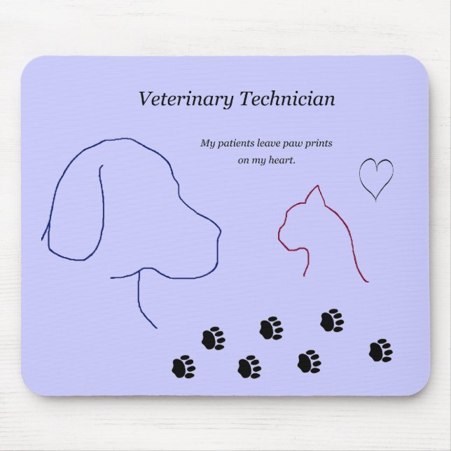 Mousepad Técnico veterinário - impressões da pata em meu (Frente)