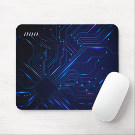 Mousepad Tecnologia moderna a preto e azul