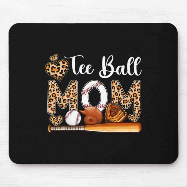Mousepad Tee Ball Cute Mãe Leopardo Costume Baseball Mãe (Frente)