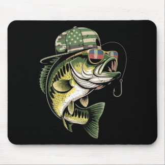 Mousepad Teens boy camo bass fishing american flag fishing