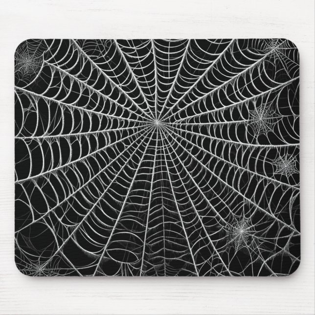 Mousepad Teias de Aranha Pretas e Brancas de Halloween (Frente)
