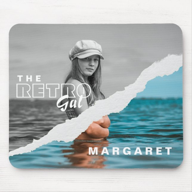 Mousepad Tela de Fotografia do Retrato Na moda preto e bran (Frente)