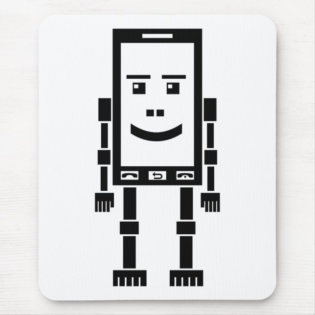 Mousepad Telefone Robo - Preto em Branco (Frente)