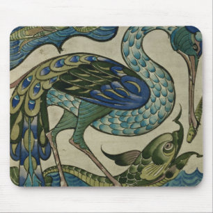 Mousepad Telhe o design da garça-real e dos peixes, pelo