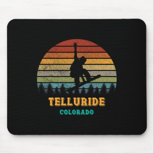 Mousepad Telluride Colorado Vintage Sunset Snowboard Sno