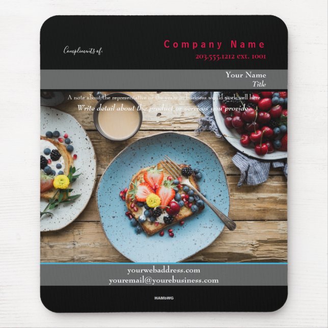 Mousepad Tema da cama e do café da manhã do mouse promocion (Frente)