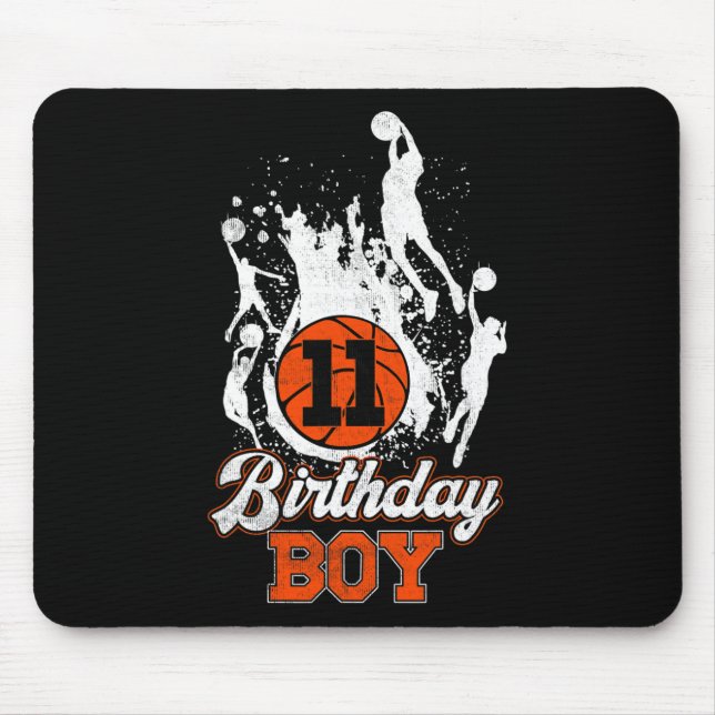 Mousepad Tema de Basquete de Aniversário de 11 11 Anos (Frente)