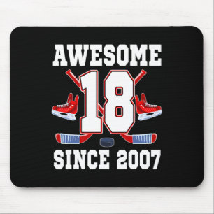 Mousepad Tema de Hóquei no Gelo de Aniversário de 18 Anos I