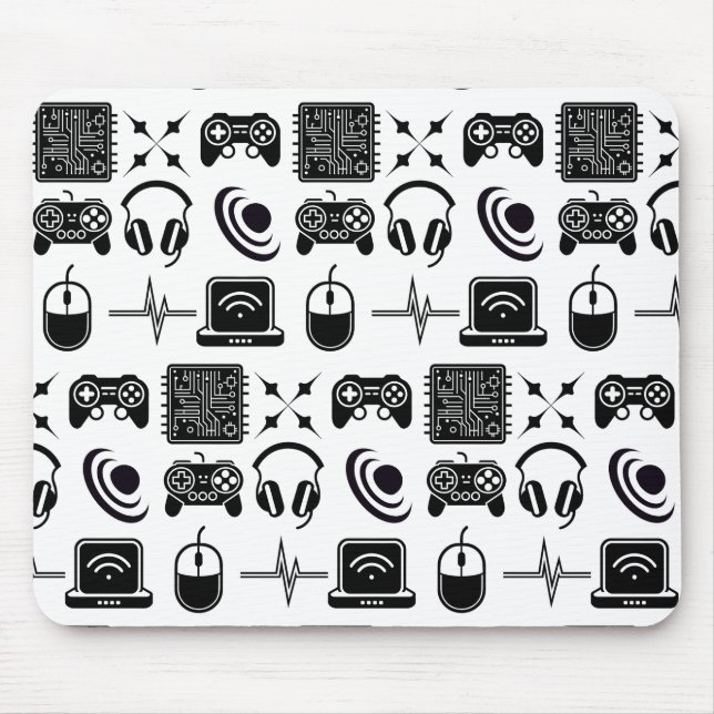 Mousepad Tema de jogo preto e branco (Frente)