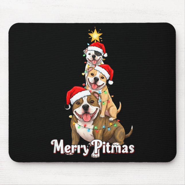 Mousepad Tema de Natal Alegre Tmas Tbull para Amantes de Cã (Frente)