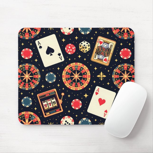 Mousepad tema de padrão de cassino em preto (Com mouse)